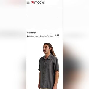 Quiksilver Waterman Comfort Fit Button Down Casual NEW